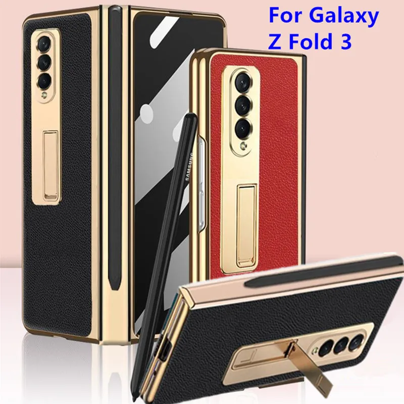 

3 в 1, глянцевый кожаный чехол-подставка для Samsung Galaxy Z
