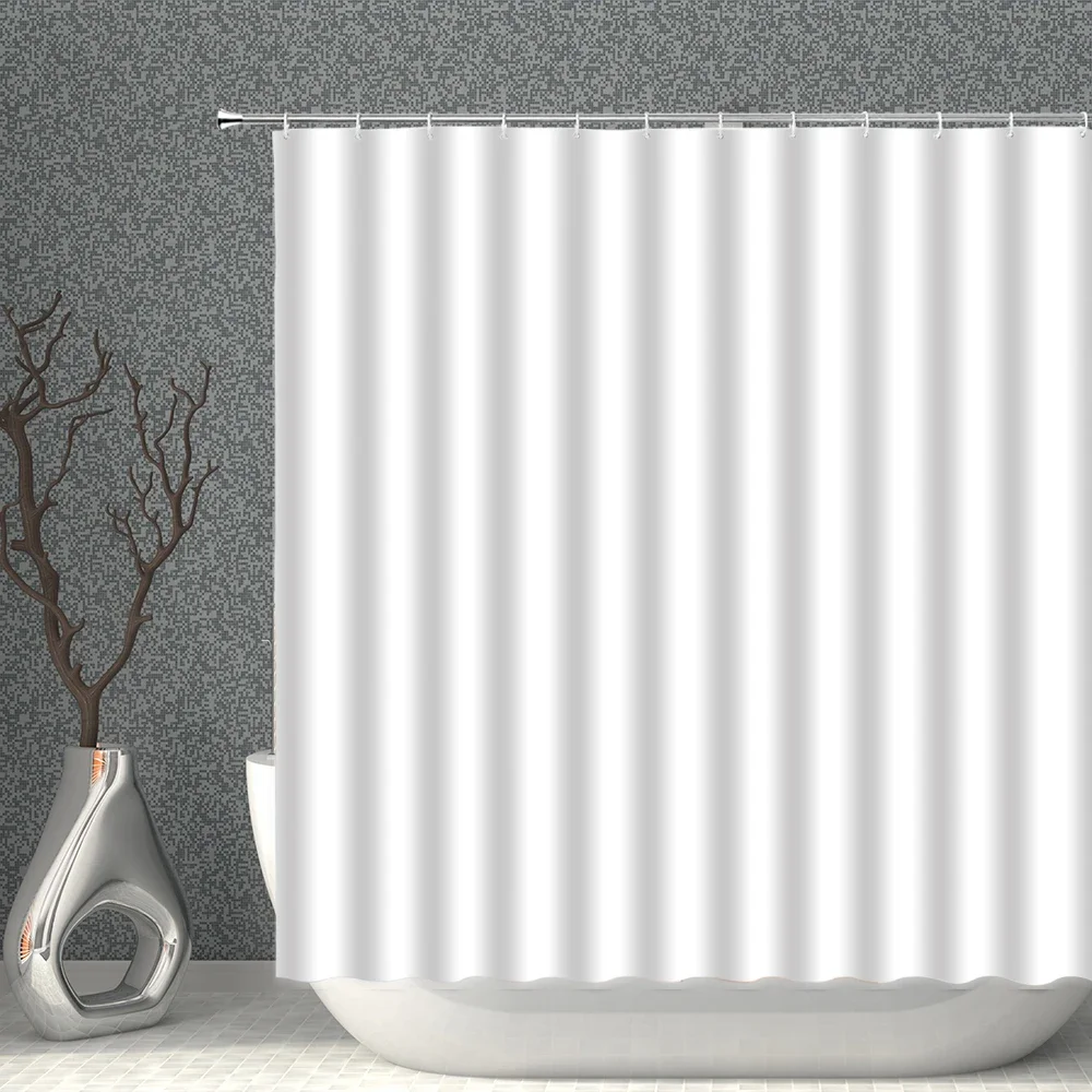 Pure White Grey Polyester Fabric Shower Curtains Black Blue Yellow Gradient Purple Waterproof Bath Curtain For Bathroom Decor 2