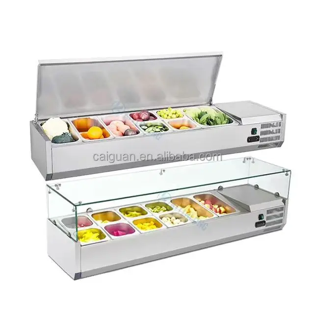 

Sushi Cabinet Salad Fridge Counter Top Display Showcase 6 Pans