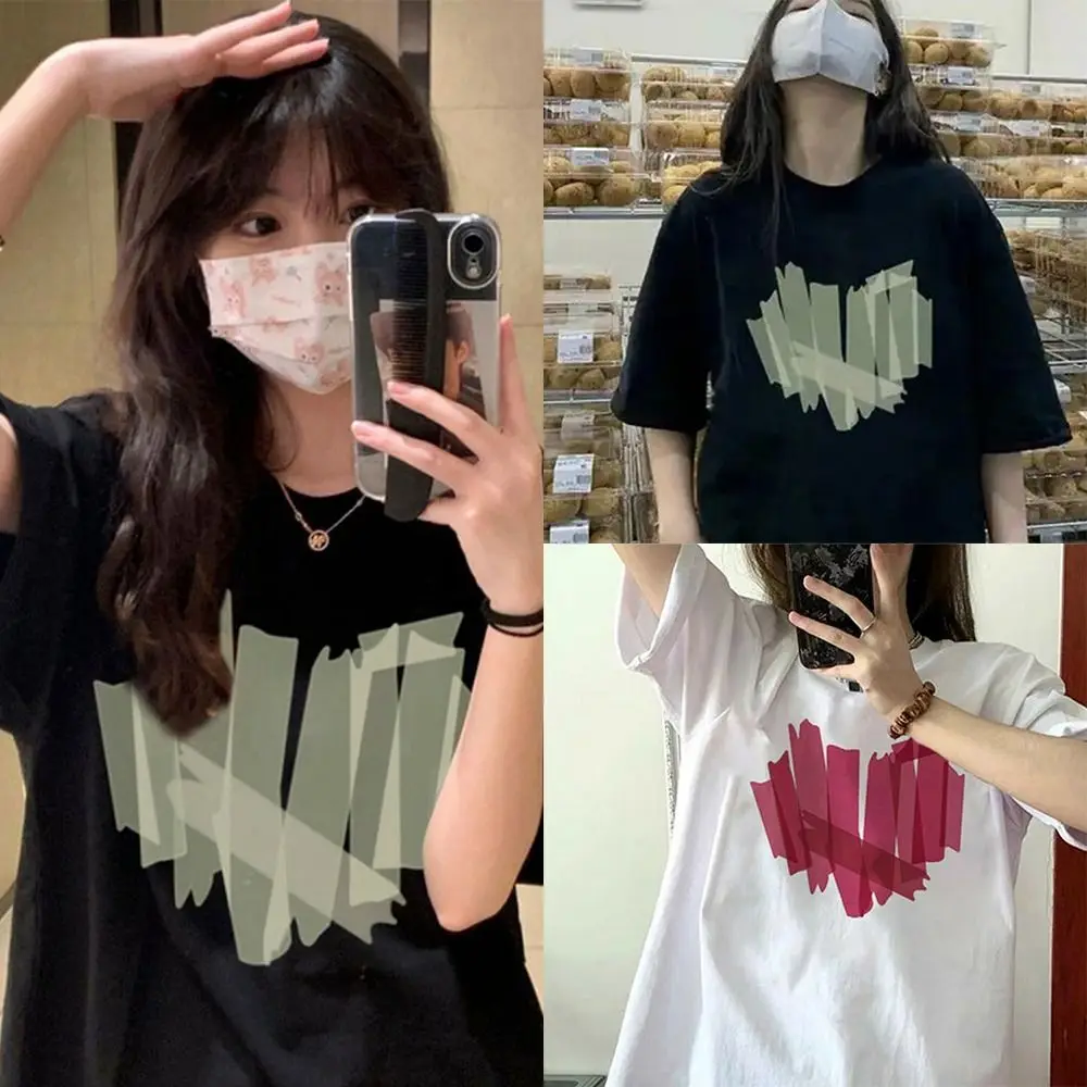 

Breathable Short Sleeve High Quality Simple Style Small Niche Women's T-Shirt Slim-fit O-neck Heart Printing Clothes