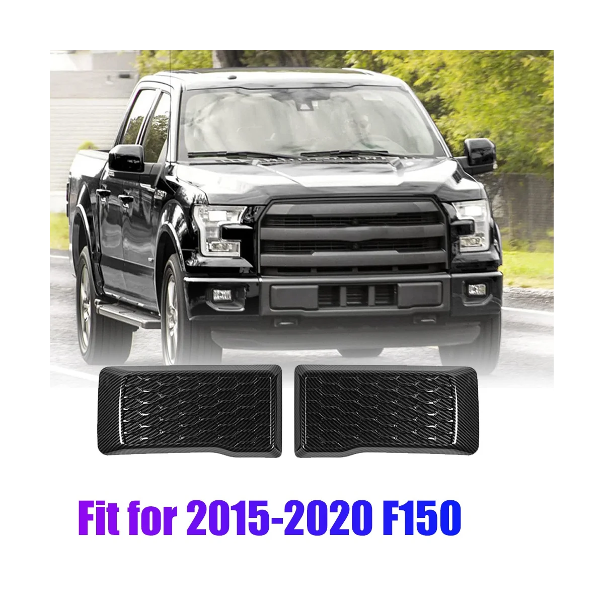1PairCarbonFiberFrontBumperGuardPadsCoverLidTrimforFordF150