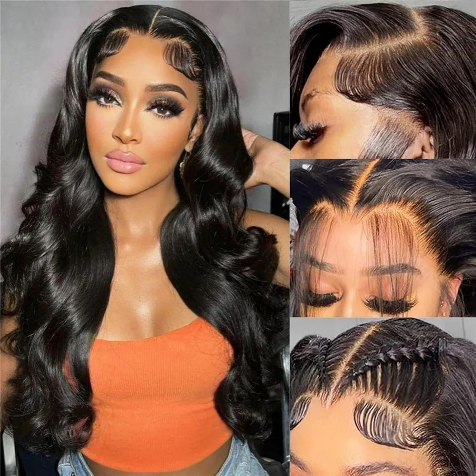 

Body Wave Human Hair Lace Frontal Wig Natural Color Preplucked Malaysia Glueless Body Wave Transparent Lace Front Wigs For Women