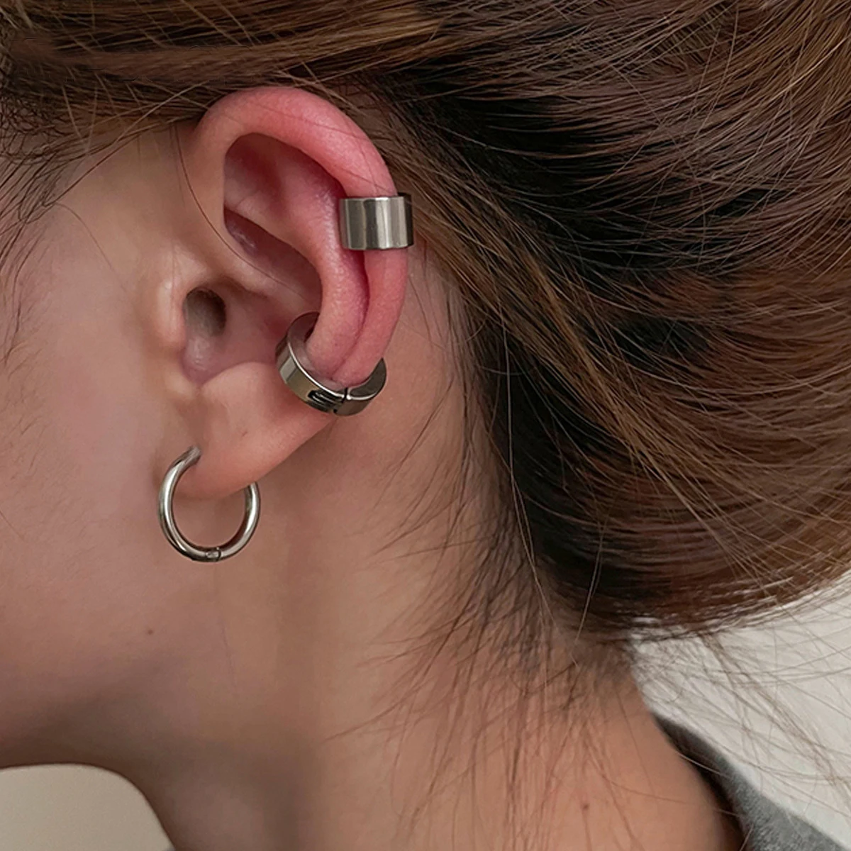 6 Paia Orecchini A Clip Falsi Per Cartilagine: Acciaio Inox, Anallergici, Nero-oro-argento, Unisex.
