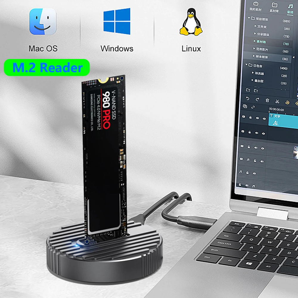 USB to M.2 SATA NVMe Enclosure 10Gbps External SSD Case Tool-Free NVME Reader for 2230 22420 2260 2280 Storage Box House