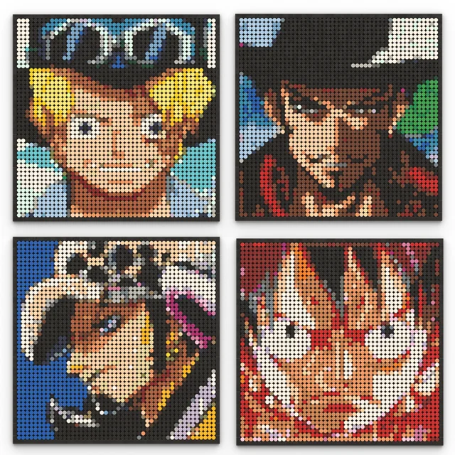 one piece Pixel Art Mosaic Painting Building Blocks MOC anime figure Luffy  Pixel art decor Toys for children birthday gift