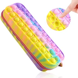 Trousse à crayons rectangulaire en Silicone, sac de papeterie à fossettes simples, porte monnaie sensoriel, pochette pour jouets, portefeuille artisanal, cadeaux 