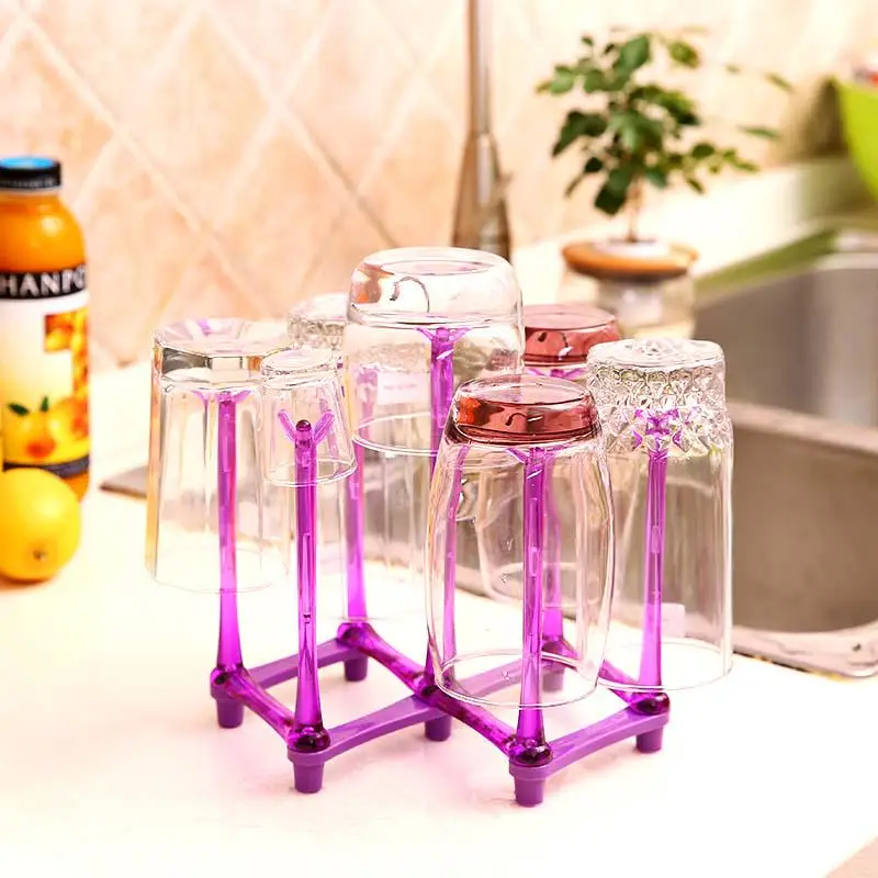 Foldable Home Glass Cup Rack Water Mug Draining Drying Organizer Drain Holder Stand Seven Cups 1 Pc Cup Storage Holder