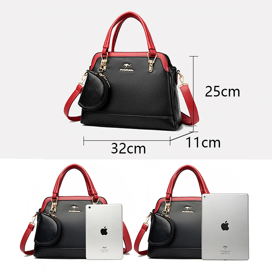 2022 Brand Women Casual Tote with Mini Wallet High Quality Soft Leather Handbags and Purses Luxury Design Shoulder Messenger Sac