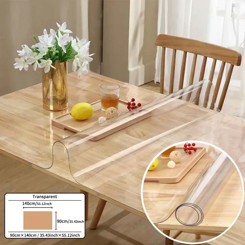 Soft Glass Tablecloth Transparency PVC table cloth Waterproof Oilproof Kitchen Dining table cover for rectangular table 2
