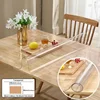 Soft Glass Tablecloth Transparency PVC table cloth Waterproof Oilproof Kitchen Dining table cover for rectangular table 2