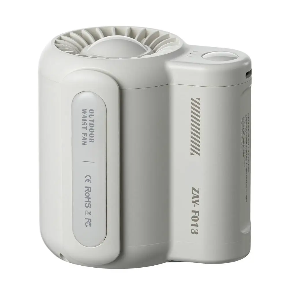 

Outdoor Camping Fan 4500mah Rechargeable 3 Speeds Leafless Fan Waist-mounted Handheld Mini Electric Fan