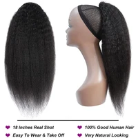 Queue de cheval lisse et bouclée en cheveux humains, extension 100 % naturelle à enrouler avec cordon de serrage, noir naturel # 1B Pour femmes 3