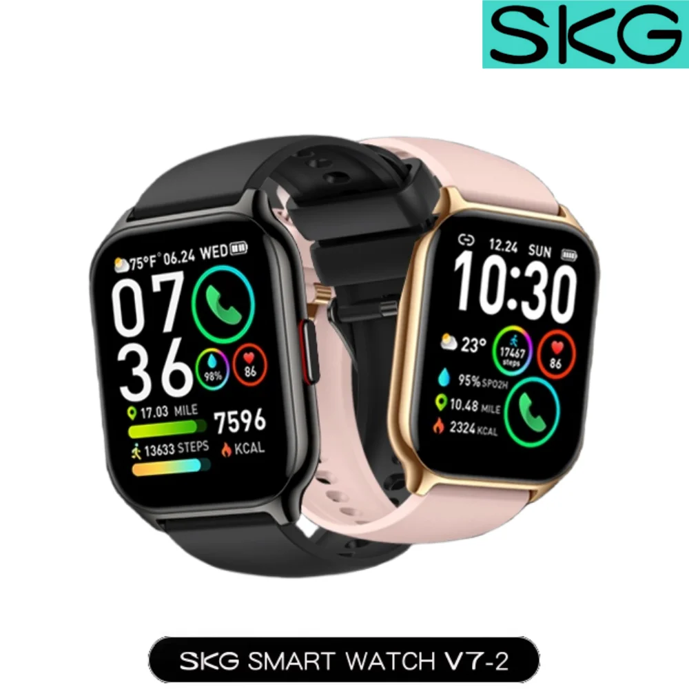 SKG V7-2 Smart Watch for Men Women, 1.95" 123+ Sport Fitness Tracker for Android iPhone, IP68 Waterproof Heart Rate SpO2 Monitor
