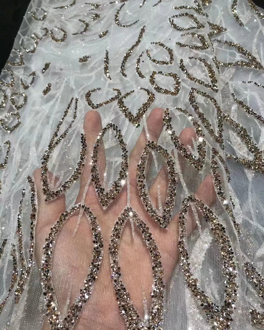 

Модная Роскошная бронзовая пудра, сетчатая ткань с блестками, Европейская и американская ткань для головных уборов