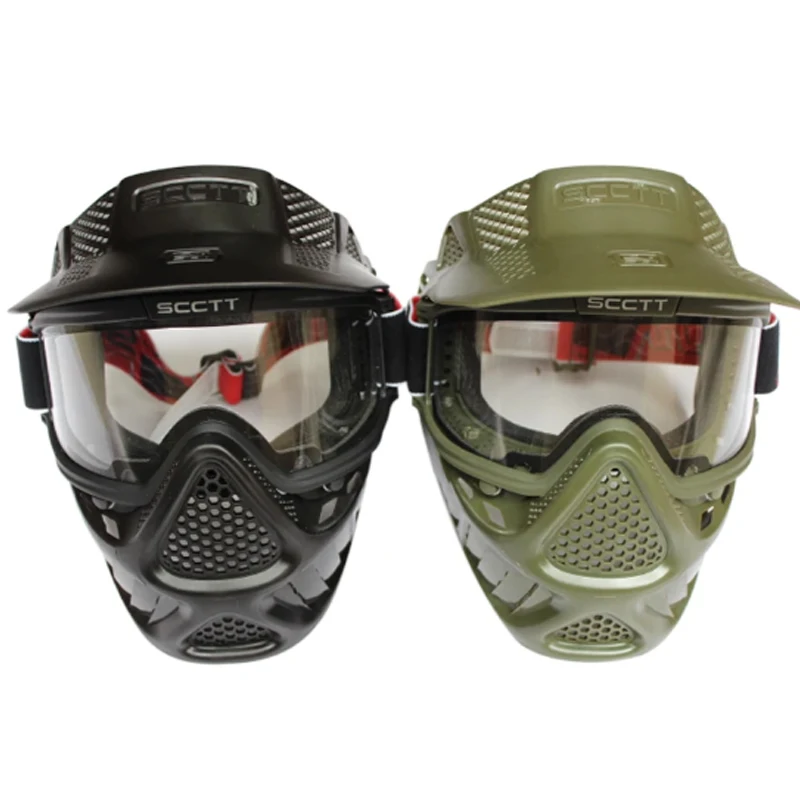 

High Strength Paintball Mask with Double Lens Anti Fog Goggle Glasses for Airsoft Outdoor Riding Tactical Protective Helmet