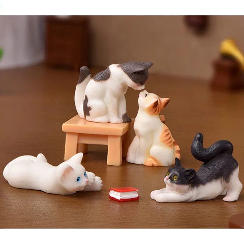 Cute Cat Stool Ornament For Kids Children Baby Garden kitten Ornament Gift Room Decoration Toy Miniature Figurines Home Decor cat toy ornaments