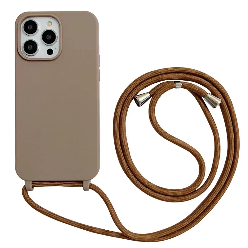 Crossbody حزام الحبل سيليكون جراب هاتف آيفون 16 15...