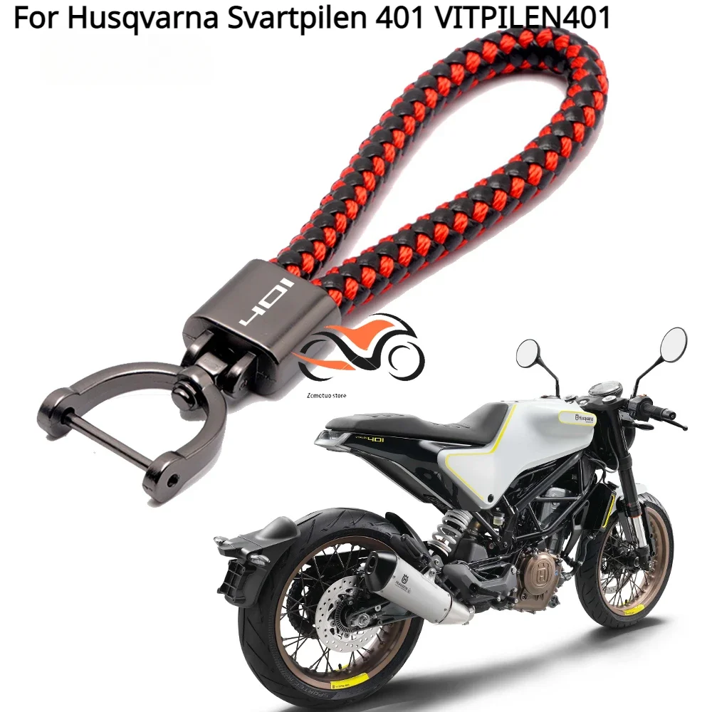 

For Husqvarna Svartpilen 401 VITPILEN401 Accessories Custom LOGO Motorcycle Braided Rope Keyring Metal Keychain