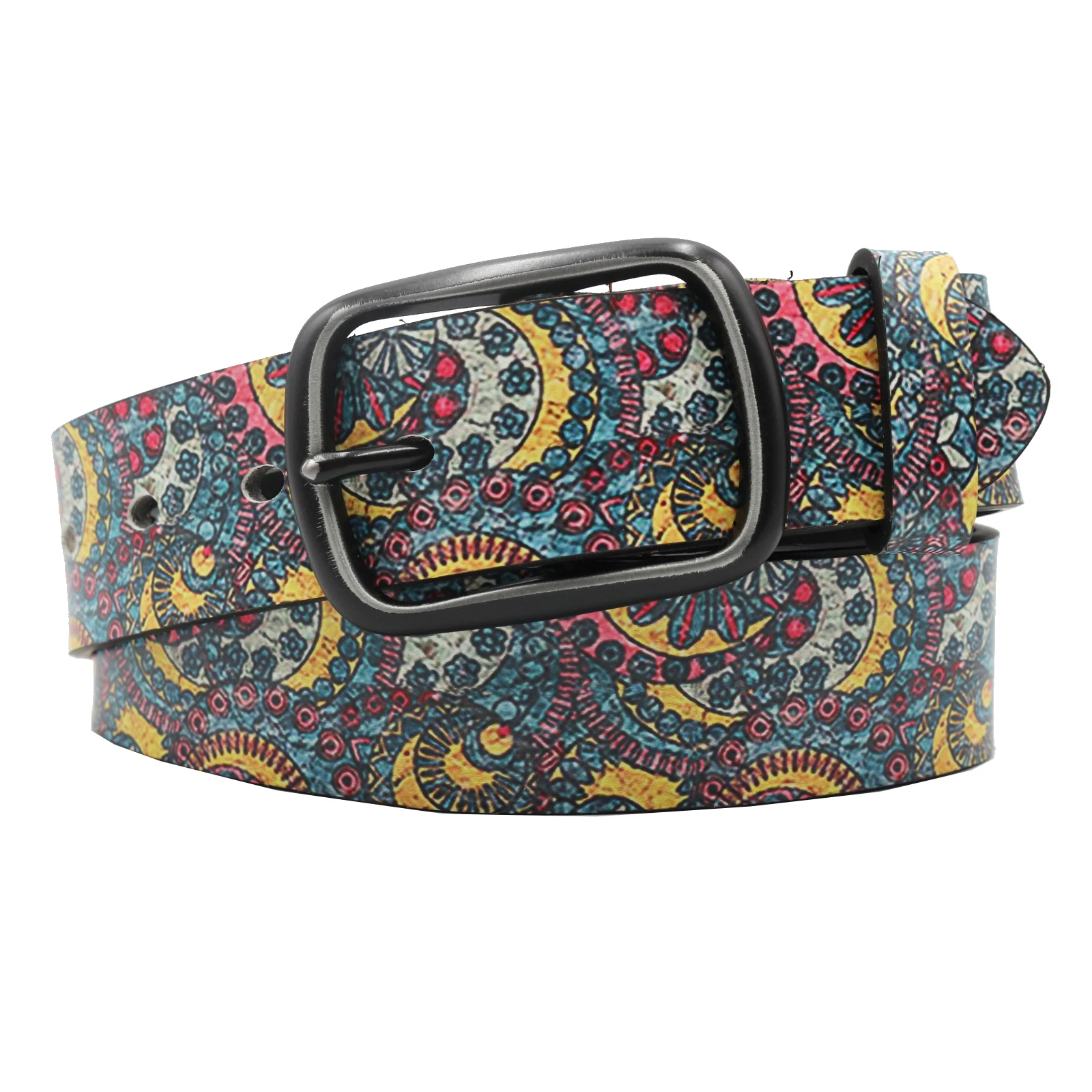 Casual Vintage Peacock Print Belt with Buckle Pin Fashionable Belt