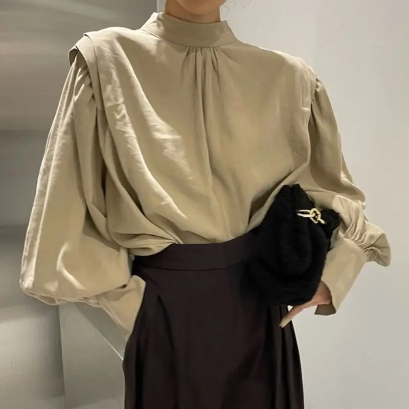 

New Spring Loose Lantern Long Sleeve Chiffon Blouse Work Casual Tops Spring Blouses Women's Business Vintage Shirt F130