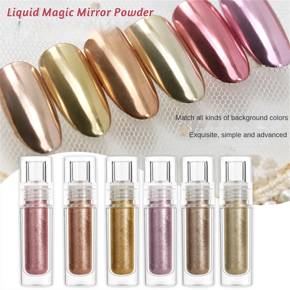 New Arrival Liquid Mirror Pigment With Brus Nail Polish Aurora Liquid Mirror Powder Bufei Flour Fairy Powder Nail Art