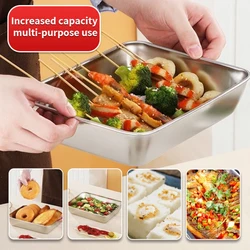 304 Stainless 25.5CM 1PC Square plate Box Sealed box with lid Crisper box Lunch Box Stainless Baking Tray Steam Tray