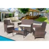Patio Furniture Sets Outdoor Indoor Use  Backyard Porch Garden Sets Clearance Brown and Beige 4 Pieces Furniture Easy Assembly 2