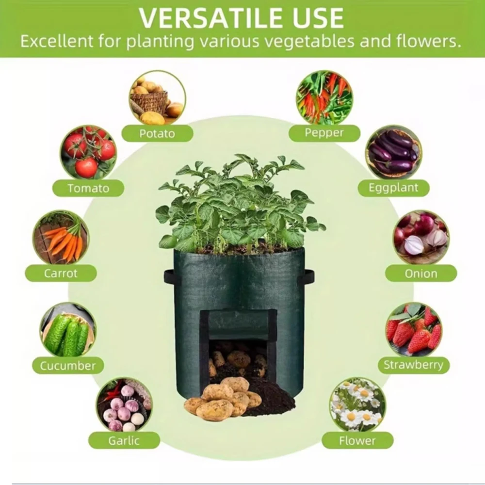 Potato Planting Bags Round Breathable Plant Horticultural Seedling Bags Vegetable Planting Buckets 1PC planting bags