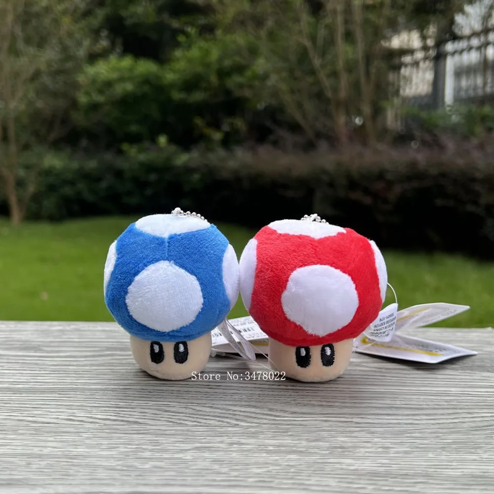 7cm Plüsch Niedliche Kröten-Pilz-Figur Rot Blau Stofftier Schlüsselanhänger Weiche Puppe