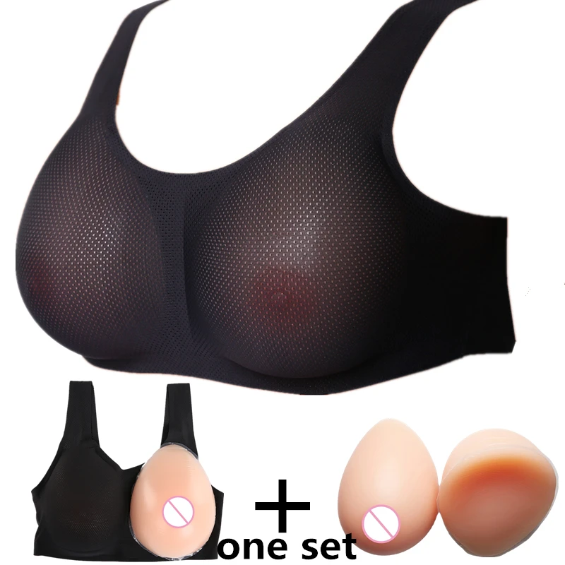 

One Set Breast and Bra&Fake Silicone Breast Enlargement Cosplay Crossdressers Fake Boobs Fake Slicome Breast with Bra Cosplay