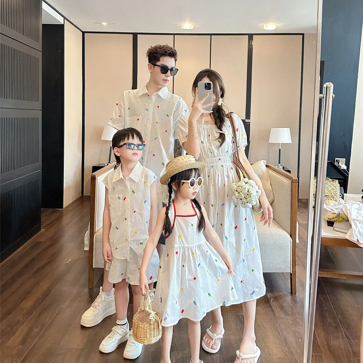 Same Dress Matching Outfits For Mom Dad And Baby Girl Family Baby