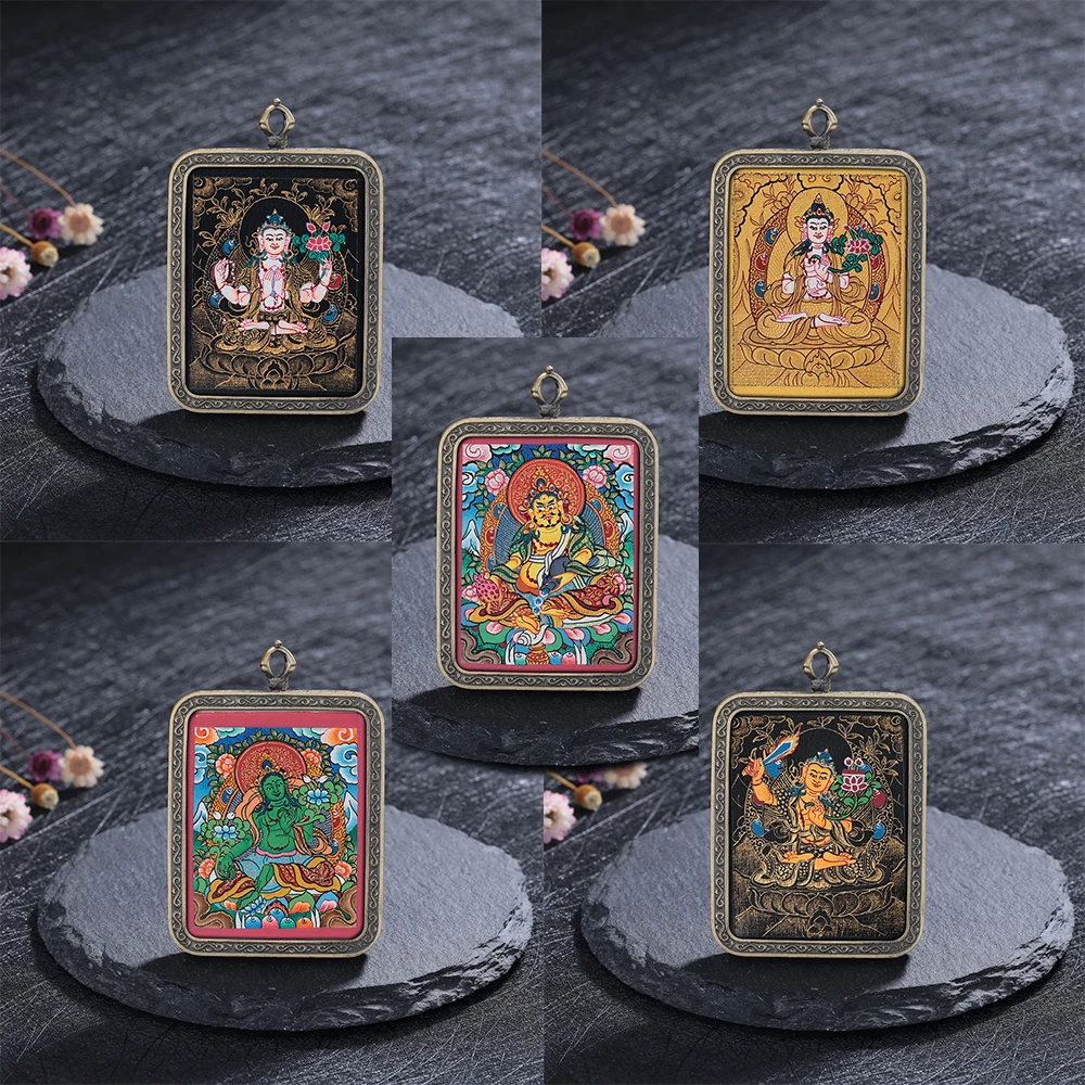 

Ручная роспись Tangka 40*50 мм Бронзовая статуя Будды танка тибетская книга Священная/Маншу Бодхисаттва Зеленая Тара