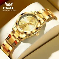 OPK brand luminous waterproof three-pin real nail scale steel belt ladies quartz watch 6002 1