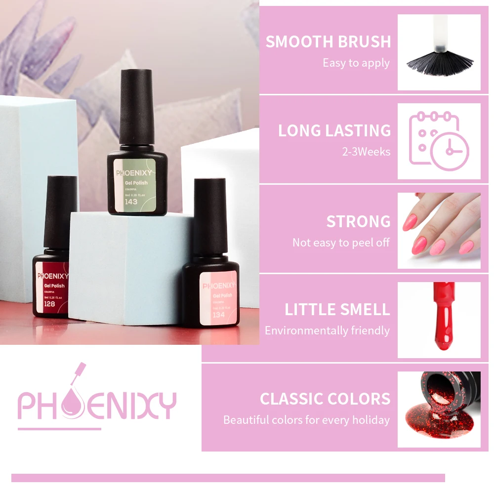 Phoenixy Gel Nail Polish Set with 36W UV LED Nail Lamp Semi Permanent UV Gel Varnish Professional Nail Design Manicure Tools Kit 4
