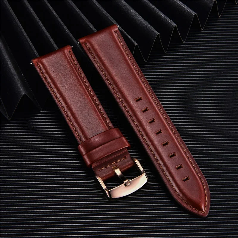 Elegant Leather Watchbands - Quick Release Business Strap Bracelet in Black and Brown