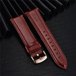 Elegant Leather Watchbands - Quick Release Business Strap Bracelet in Black and Brown - 22mm (Red (rose gold))