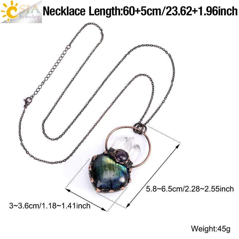 Labradorite with Quartz Crystal Pendant 6