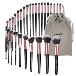 30-Piece Professional Makeup Brush Set with Bag - Foundation, Concealer, Eye Shadow, Powder, Blush, Blending Beauty Tools (Black Gold)