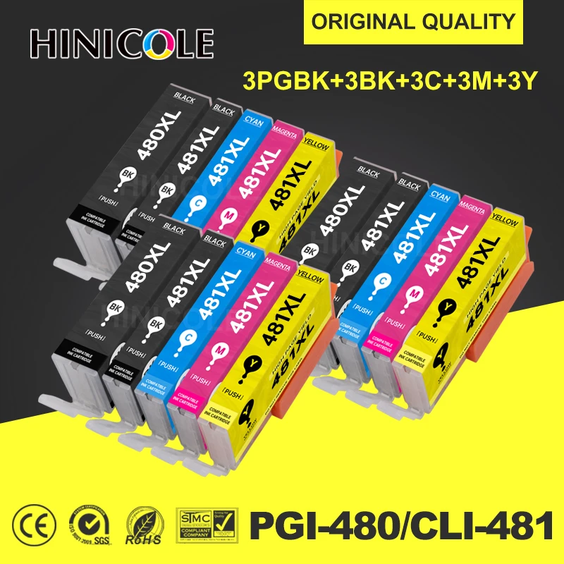 

Hinicole 480 481 PGI-480 CLI-481 Ink Cartridge For Canon Inkjet Printer Pixma TS6140 TS6240 TS6340 TR7540 TR8540 TS704 TS9540