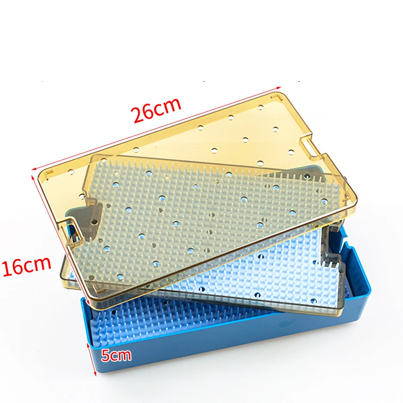 Double Layer Disinfecting Box with Silicone Mat Autoclavable Silicone Sterilization Tray Microsurgical Instruments