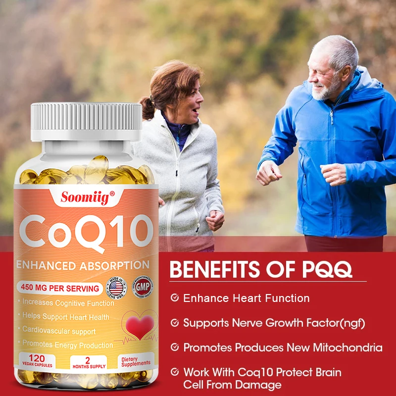 CoQ10 Softgels Super Absorption CoQ10 Supplement Antioxidant Protects Heart Health and Blood Vessels