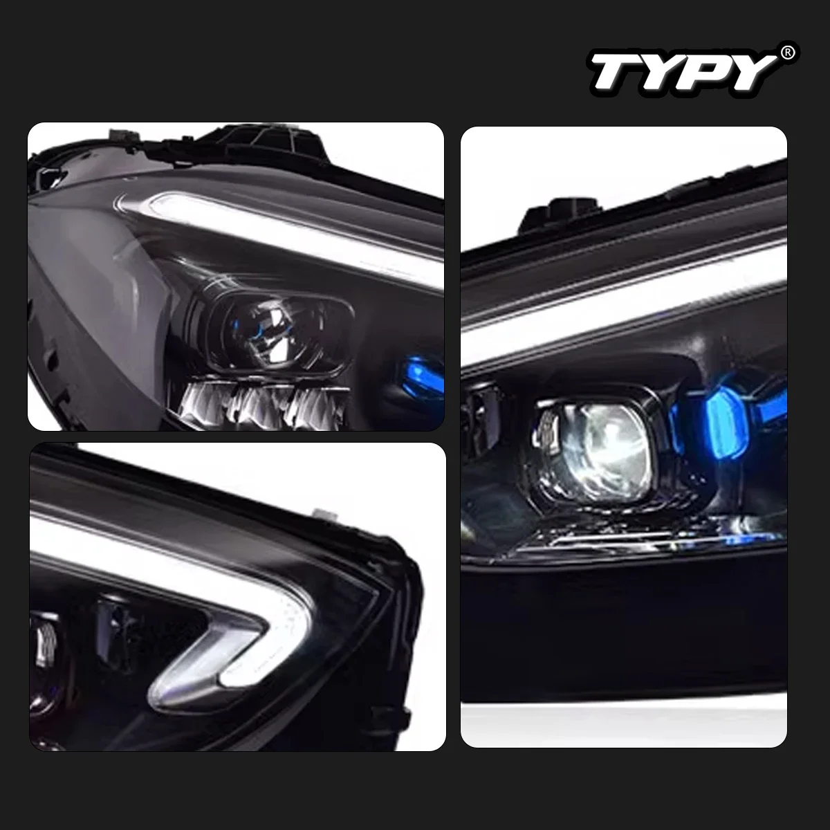 TYPY 자동차 헤드라이트, 벤츠 C 클래스 W206 2022-2024 LED 자동차 램프, 주간 주행등, 다이내믹 방향 지시등, 자동차 액세서리