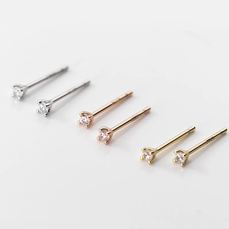 925 Sterling Silver Small CZ Zircon Stud Earrings Mini Crystal Student Stud Minimalist Jewelry silver stud earrings silver earrings studded earrings crystal ear studs womens earrings