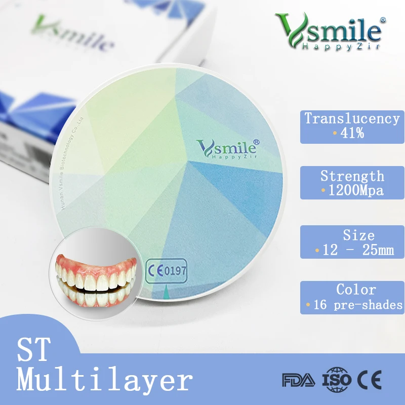 

Dental High Translucency Vsmile ST Multilayer Ceramic Zirconia Cadcam Block For Dental Technician Making Full Bridge