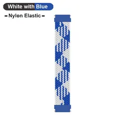 Nylon Elastic Strap in 20mm and 22mm Sizes - 22mm XS - 125mm (Blue with White)