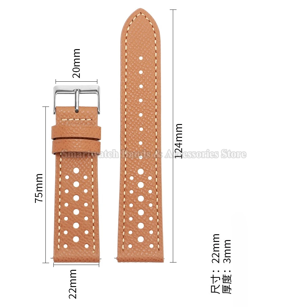 Breathable Cowhide Leather Watch Strap with Quick Release
