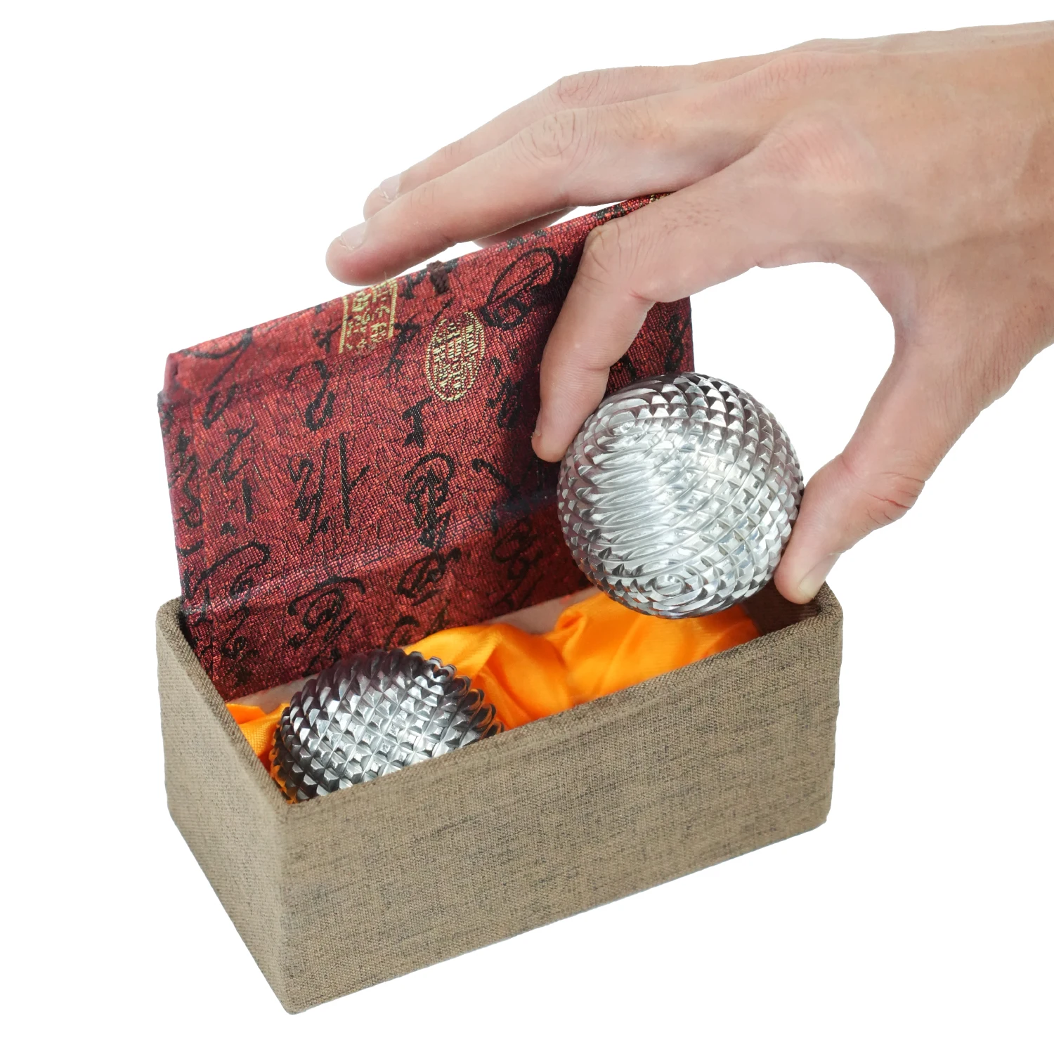 Da Qi Stainless Steel Solid Fitness Walnut Balls / Middle-aged and Elderly Massage / Health Hand Rotation Balls