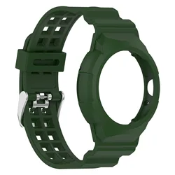 Transparent TPU Case with Integrated Wristband for Pixel Watch 2 - Sporty Smartwatch Accessory Strap (Army Green)