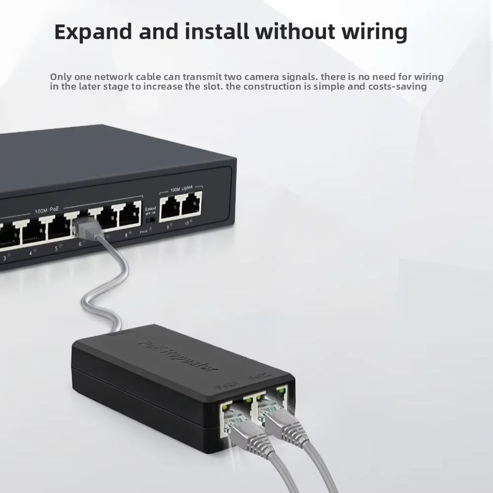 2 Port Gigabit POE Extender 10/100/1000Mbps IEEE 802.3af/at PoE Repeater For Surveillance CCTV IP Camera Power Supply