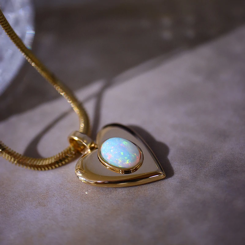 

Aazuo Natural Blue Opal Luxury Jewerly 18K Yellow Gold Cuban Chain Necklace Gifted For Women Valentine's Day Gift Au750